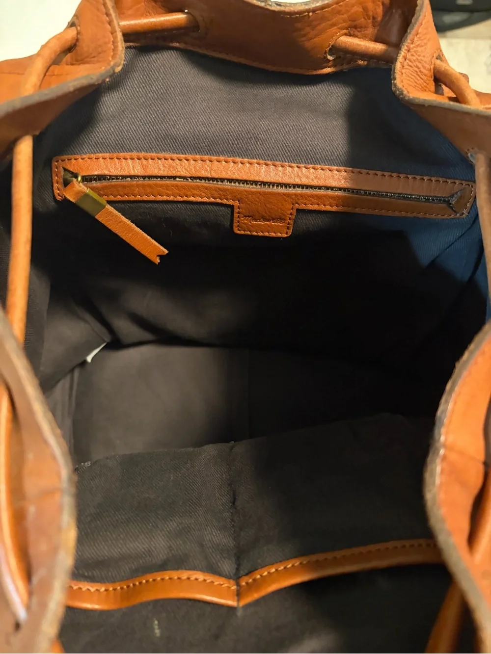 Madewell Leather Drawstring Backpack - Tan Leather Shoulder Bag
